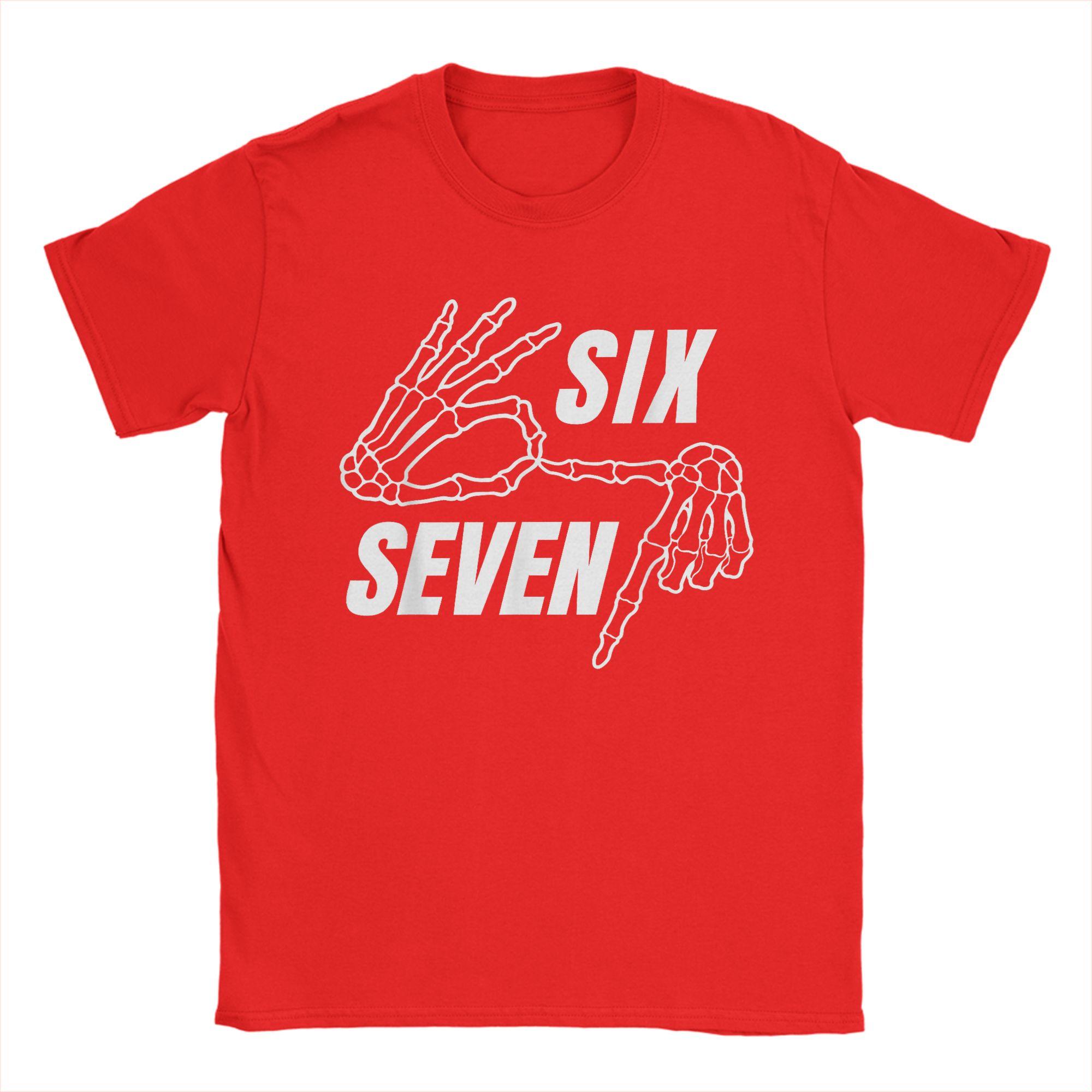 

Six Seven 6 7 Meme Hands Sign T-Shirt Men Funny Skeleton Vintage Cotton Tee Shirt O Neck Short Sleeve T Shirts Adult merchandise S