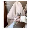 Women's Cream Cashmere Wide-Leg Knit Pants - High Waist, Floor-Length, Solid Color, Autumn/Winter
