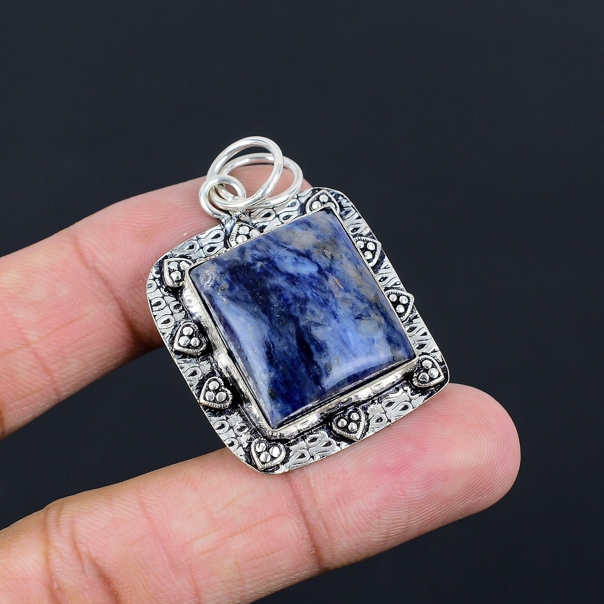 Sisters Day Deal 925 Sterling Silver Sodalite Stone Handmade New Pendant Jewelry