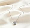 Women S925 Sterling Silver Round Cubic Zirconia Pendant Necklace, Minimalist Solitaire Design, Elegant Daily Wedding Jewelry Gift