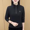 Women S Long Sleeve Half Zip Stand Collar T Shirt Slim Casual Top