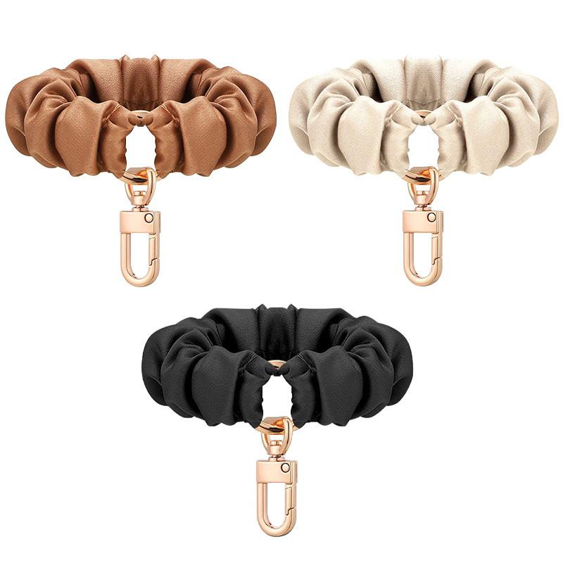 Adjustable Wristband Leather Scrunchie Keychain Sleek Keyring Adornment With Elastic Wrist Strap For Women Key Camping Outdoor