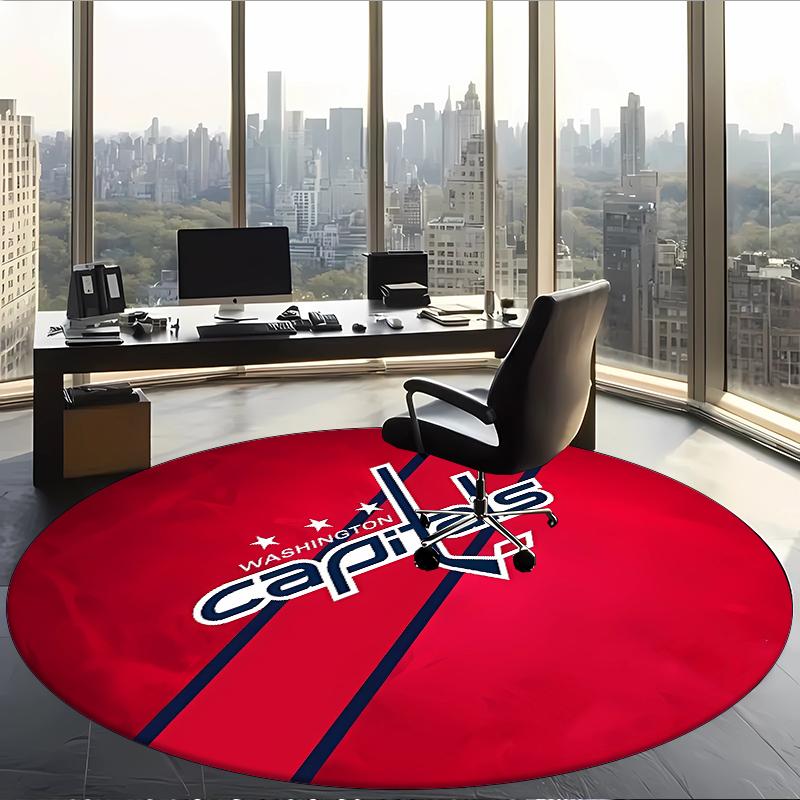 Washington Capitals (1) Round Office Rug Decorative Floor Rug for Office Bedroom Living Room and Home Space