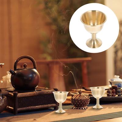 Retro Brass Temple Chalice Elegant Goblet for Ceremony Buddhist Decoration Solemn Grand Household Cups Luxury Brass Goblet