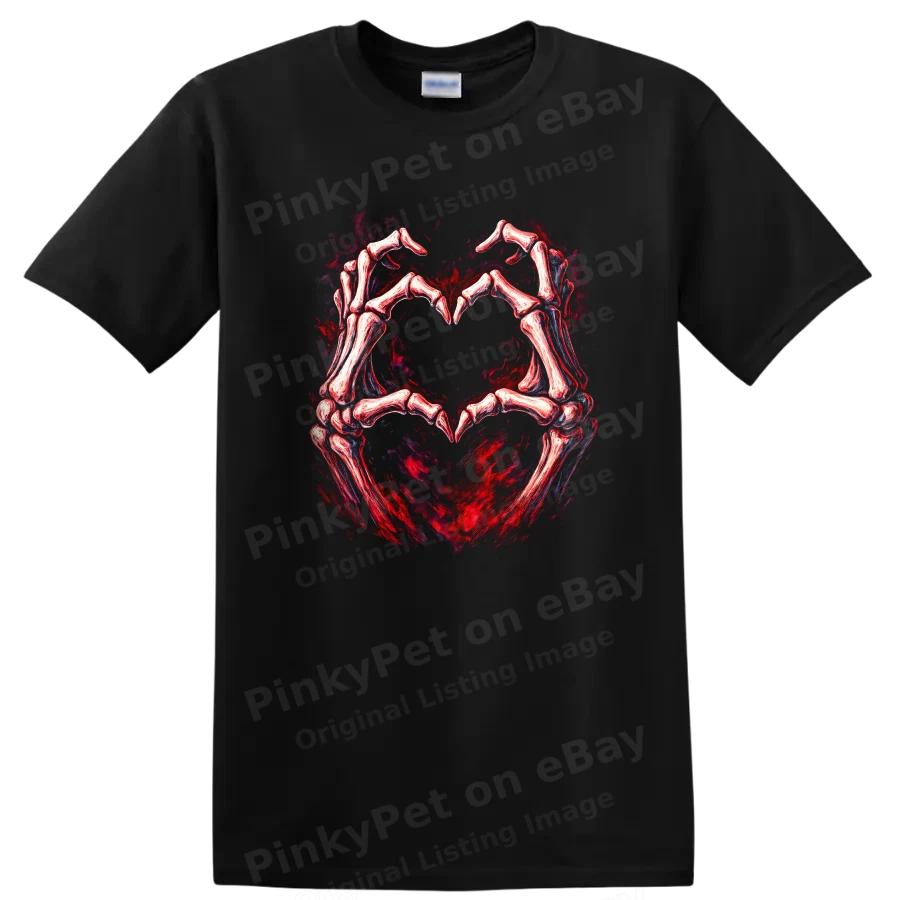 Skeleton Hands Heart T Shirt Love Bones Graphic Halloween Tee Design