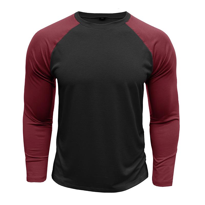 T-shirt casual da uomo a maniche lunghe raglan, vestibilità larga