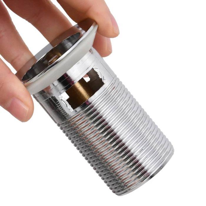 VidaXL Drain à poussoir avec débordement Chrome 6,4x6,4x9,1 cm