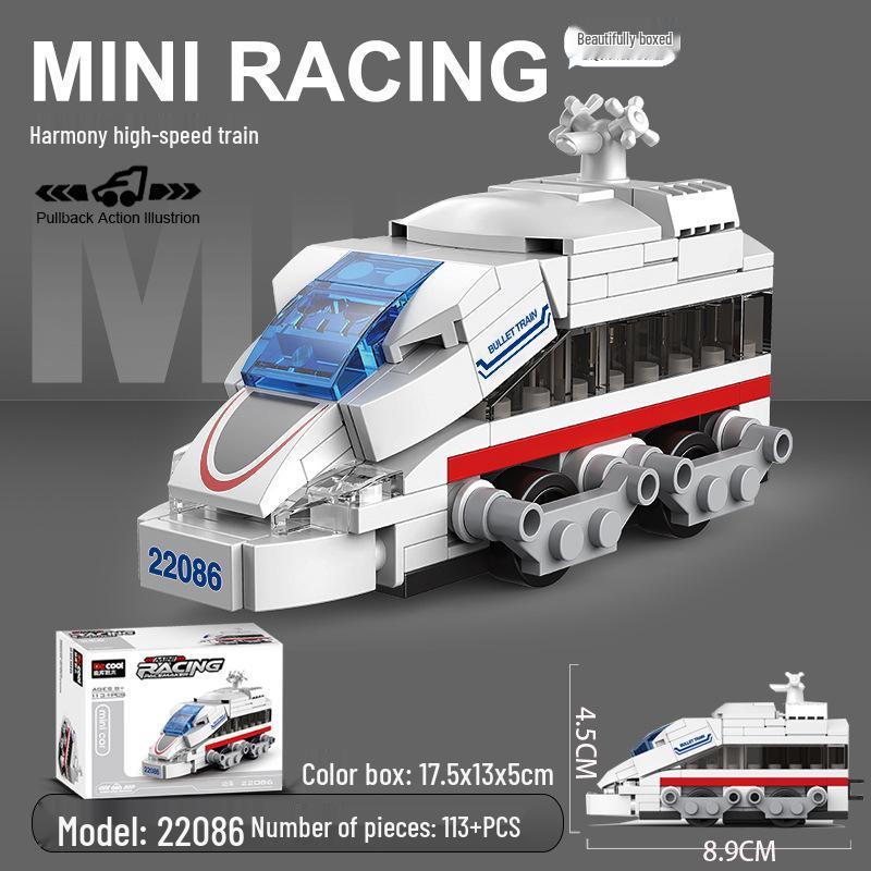 Pull-Back Assembly Toy Set: Campervan, Race Car, Ambulance, Fire Truck