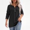 T-skjorte for kvinner T-skjorte med knapp 3/4 ermer Daglig helgmote Basic V-hals vanlig topp