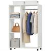 Guardaroba su Ruote, Appendiabiti Mobile, Armadio per Vestiti, Supporto per Vestiti a Rotelle, 80 x 40 x 128 cm, Bianco