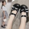 Princess Girls Lolita Shoes Sweet Lace Bowtie Harajuku Cosplay Dress Shoes Party Wedding Dance Flats Kids Moccasin Black
