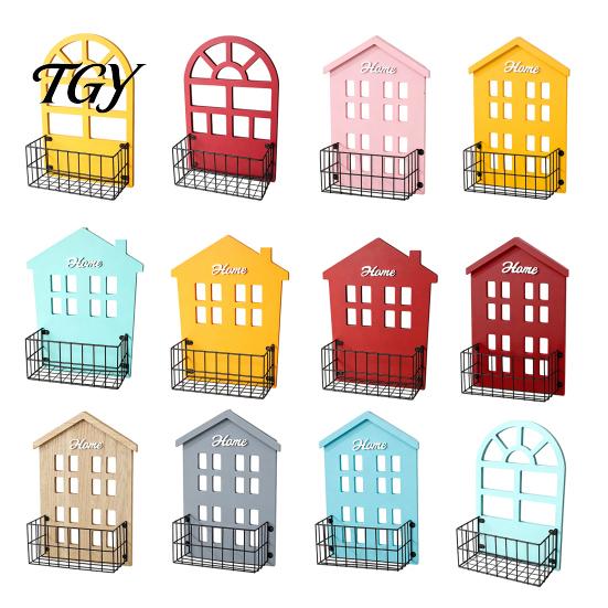 Charming Wall Shelves for Fairy Tale Style Wooden House Shape Shelf, Decorative Metal Storage Rack, Creative Sturdy And Wood Floating