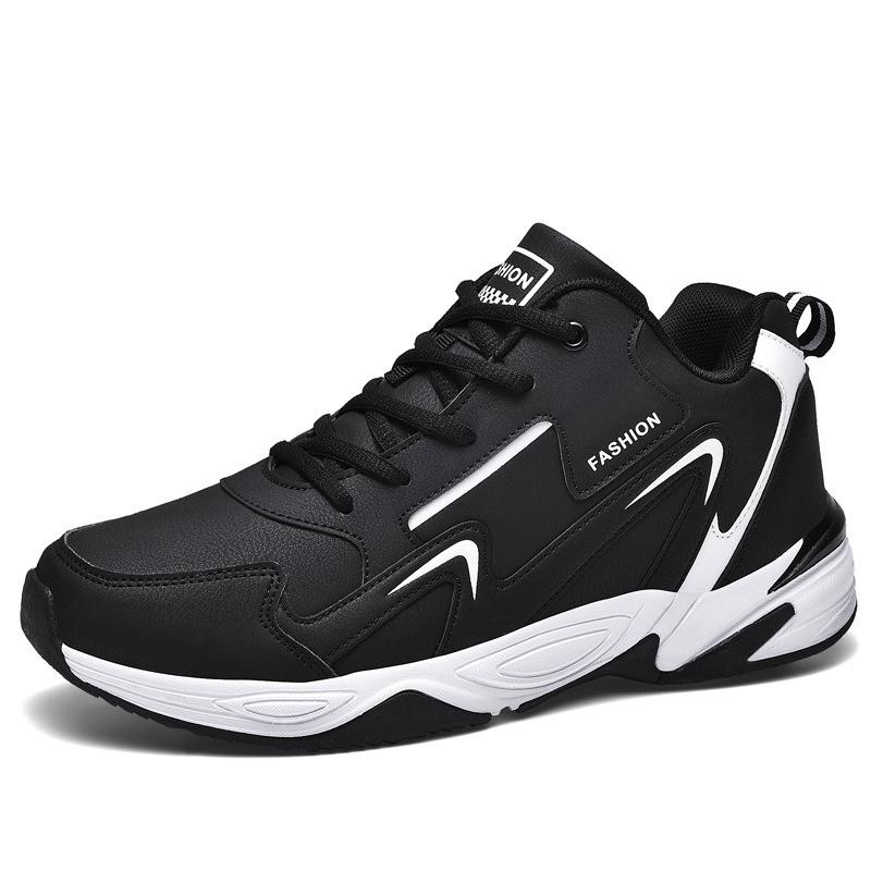 Large size sports shoes men's four seasons men's shoes velvet leather running shoes student non-slip warm dad shoes casual