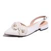 Sommer neue Schuhe 2025 Ein-Wort-Taschenkopf-Sandalen Damen Retro spitz zulaufend Französischer dicker Absatz leichter Mund Blumen-Sandalen