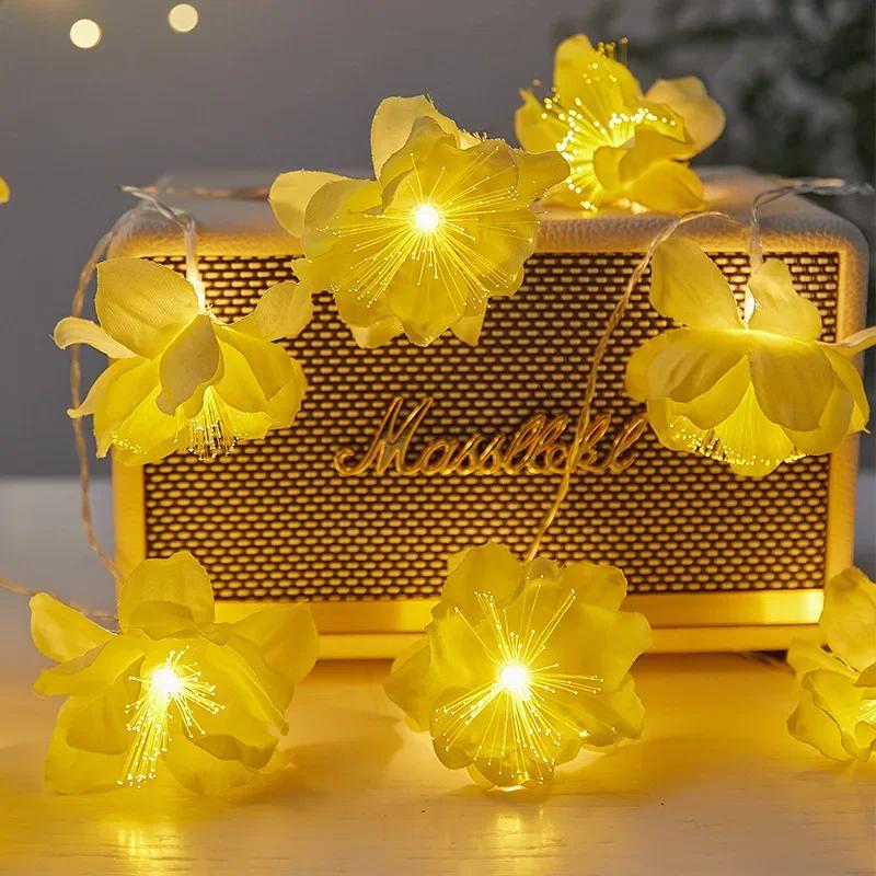 Holiday LED Fairy Lights 2M 3M Battery Operated Optical Fiber Flower Garland Xmas Wedding Party Home Decor Artificial String