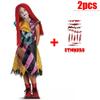 Kids Girls Boys Cosplay Christmas Eve Scary Ghost Bride Sally Skeleton Jack Dress Striped Halloween Character Dress Up Costume