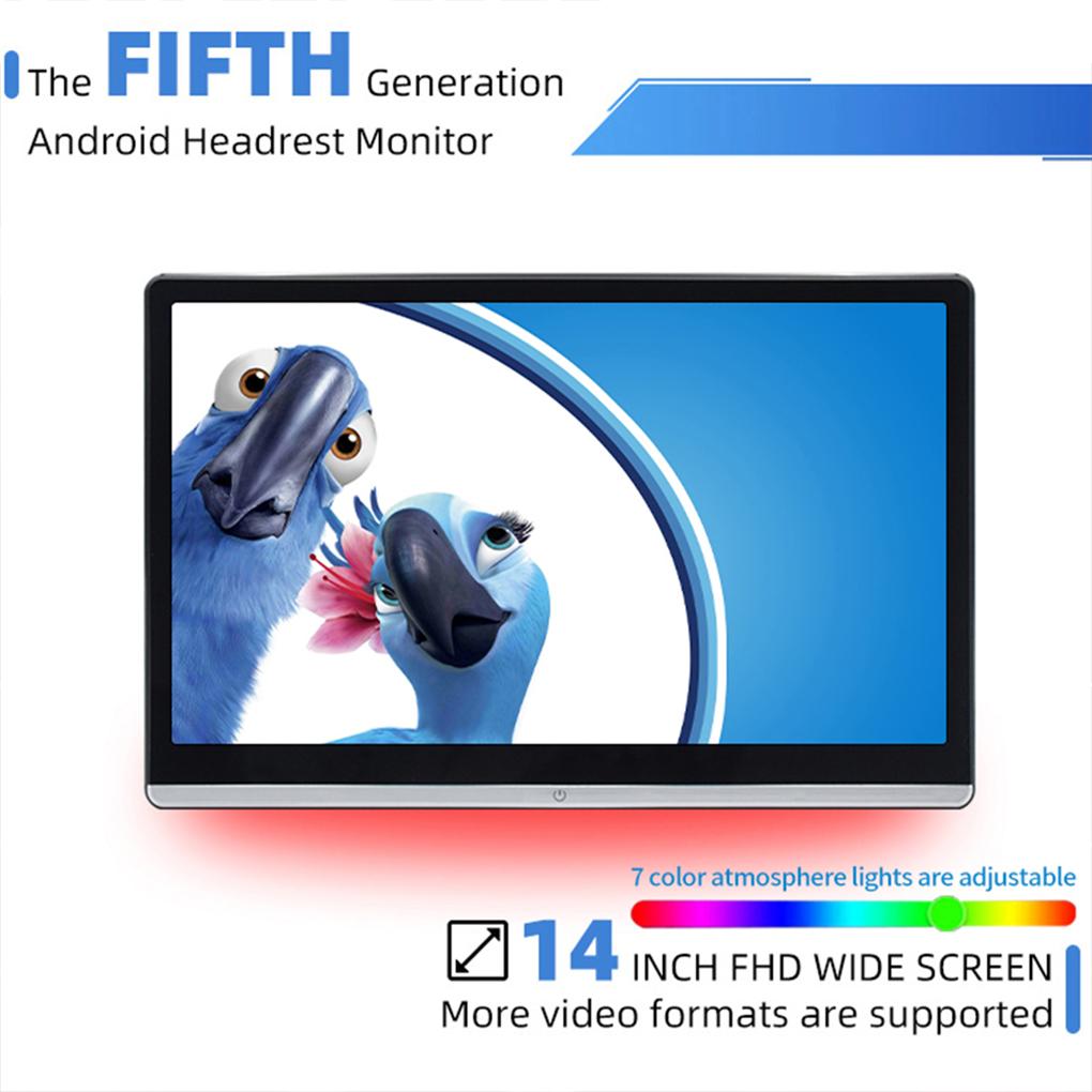 14" 4K Car Headrest Monitor HD IPS capacitive touch screen Multimedia TV Multifunction Tablet PC for  Carplay Android Auto WiFi