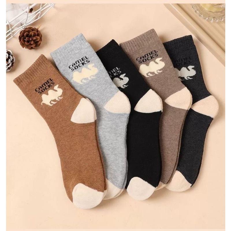 

5 пар толстых мужских носков с верблюжьим узором, теплые и удобные, идеально подходят для осенне-зимнего активного отдыха, пеших прогулок, треккинга, кемпинга и рыбалки 5pairs