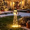 Metal Iron Garden Art Ornaments Solar Powered Christmas Light Outdoor Stake Festive Scene Decor Star Snowflake Waterfall String Lamp Holiday