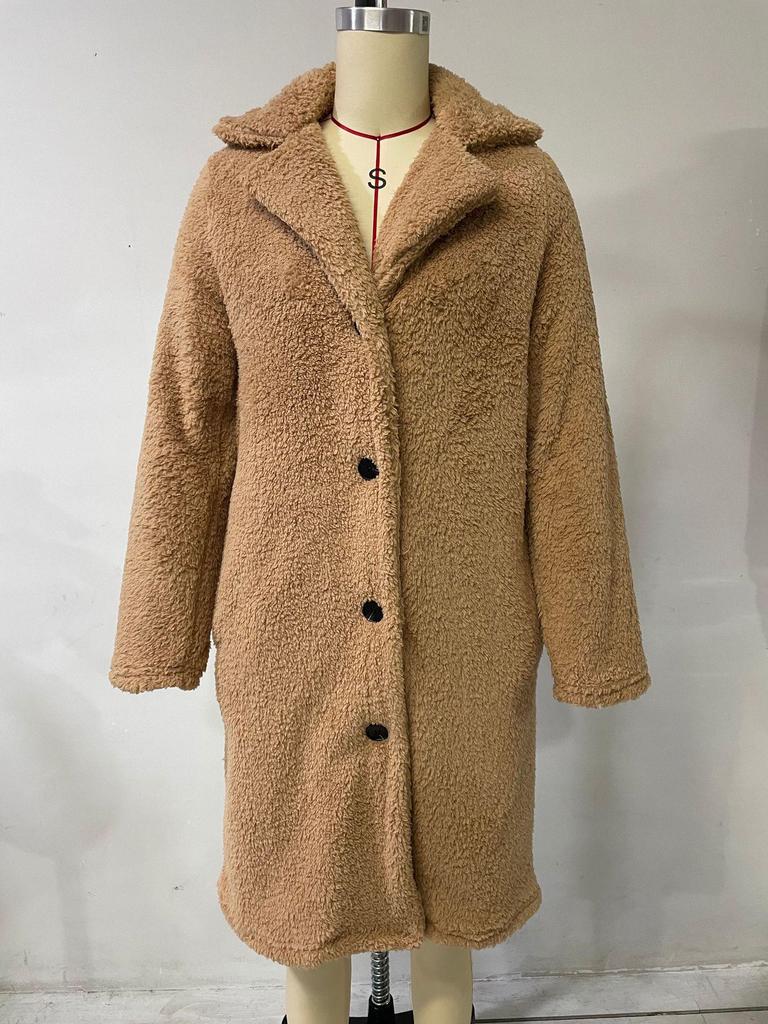 2025 Cozy Plush Women's Furry Long-Sleeved Turn-Down Collar Coat - European & American Autumn/Winter Fashion