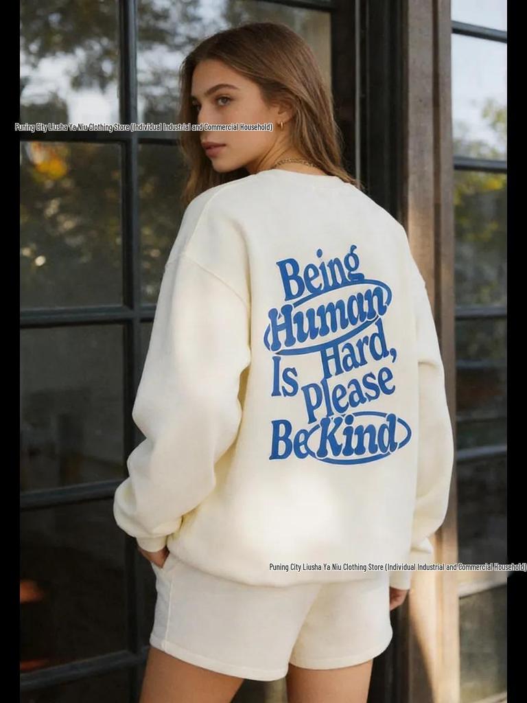 2026 BF Style Autumn/Winter Loose Slimming Pullover Sweatshirt: Sweet Design, Round Neck