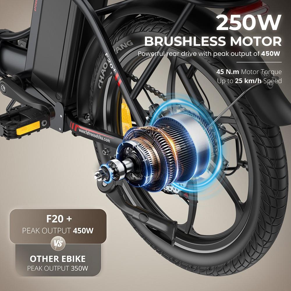 Fafrees F20+ Folding Electric Bike, 250W Motor, 36V 20Ah Battery, 20*3.0 Inch Tires, 25km/h Max Speed