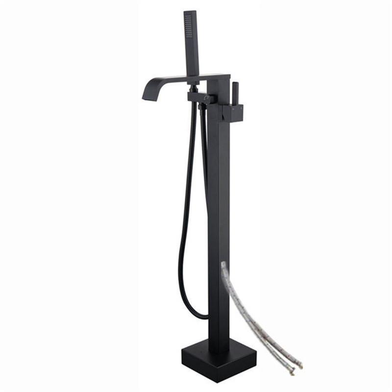 Tuqiu Bathtub Faucet + Handheld Shower Free Standing Rose Gold BathTub Mixer Taps Floor or Wall Mounted Bathtub Mixer