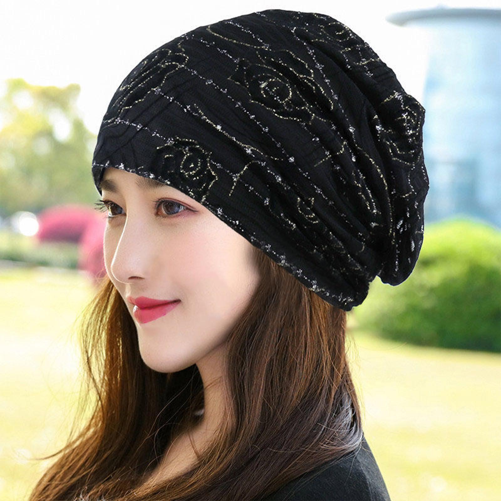 Women s Floral Thin Postpartum Hat Breathable Hood One Size чёрный