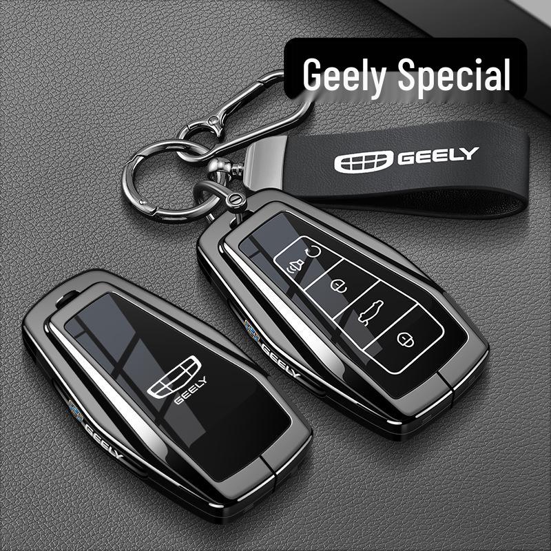 Genuine Leather Key Case for Geely Models: Xingrui, L Binrui, Emgrand, Xingyue L, Binyue, Icon, Boyue Pro, Jiaji