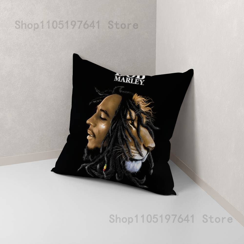 Bob Marley Rasta Lion Pillow Case For Sofa Decor Car Office Room Printing Cushion Cover Decorations and Protector