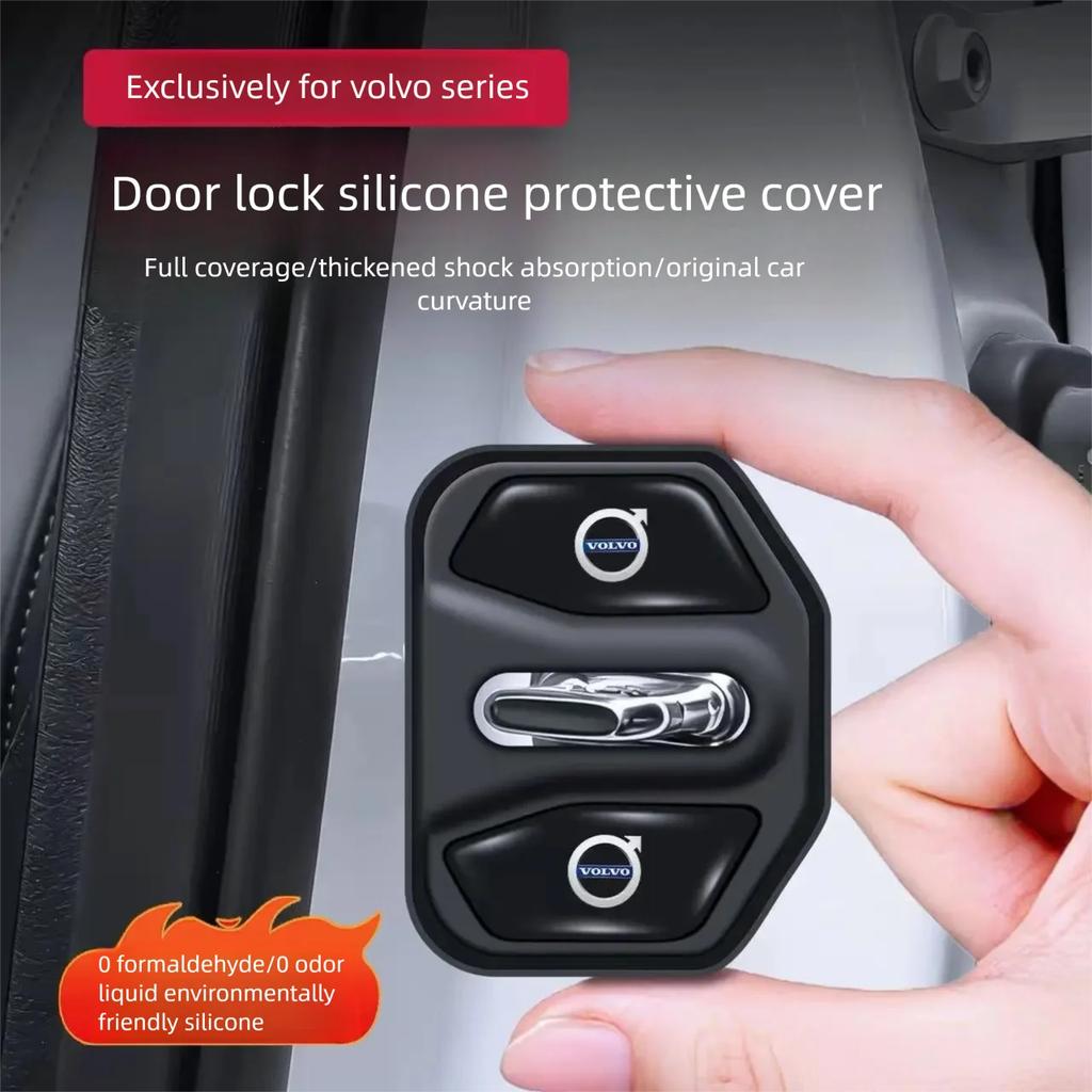 Car Silicone Door Lock Cover Protective Cap Sticker Accessories For Volvo Rdesign T6 AWD C30 C70 S40 S60 S70 S80 S90 V40 V50 V60