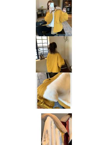 Petite Women's 2025 Winter Parka: Fleece-lined, Thickened Cotton Jacket with Fur Collar