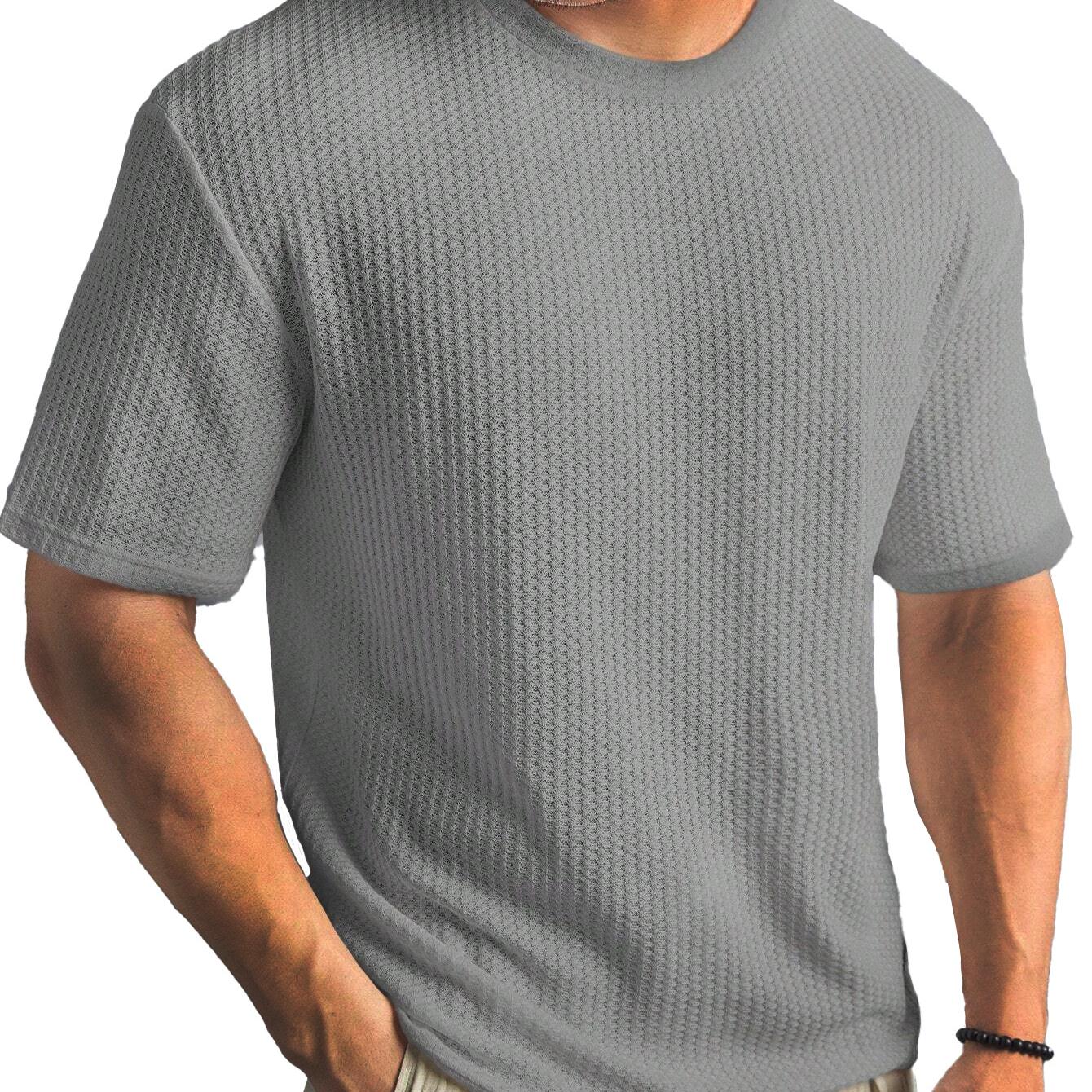 VIYOO Nieuw Zomers T-shirt voor Heren, Korte Mouwen, Casual, Veelzijdig en Stijlvol XL grijze kleur