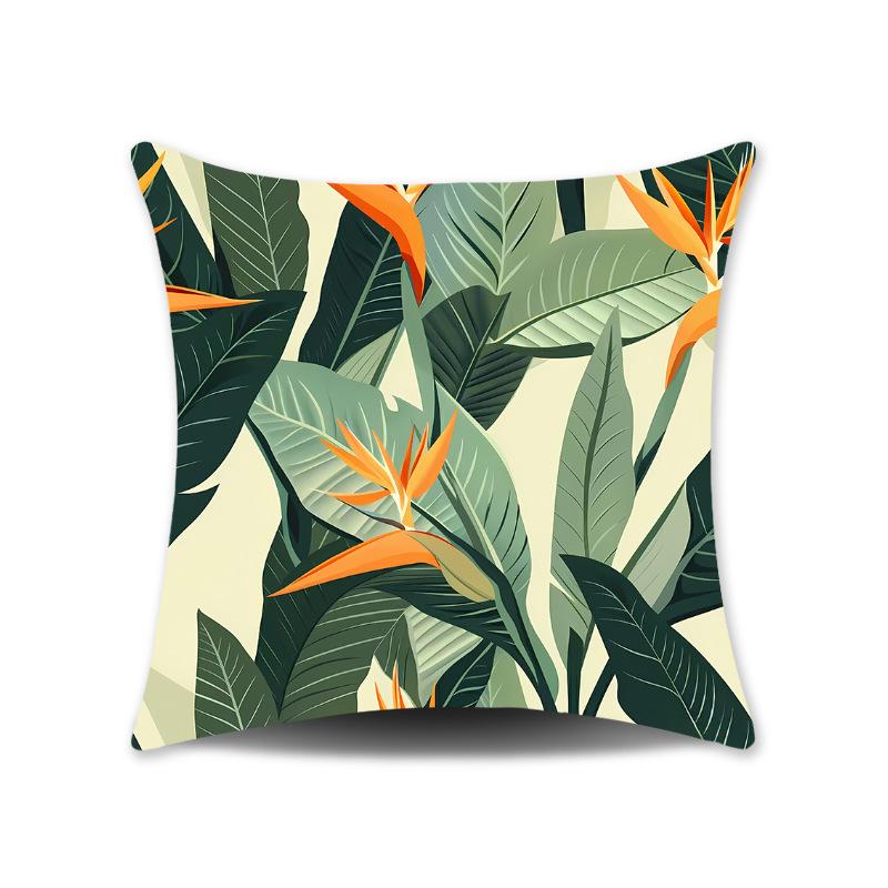 Green Leaves Plush Cushion Cover for Sofa or Bedroom