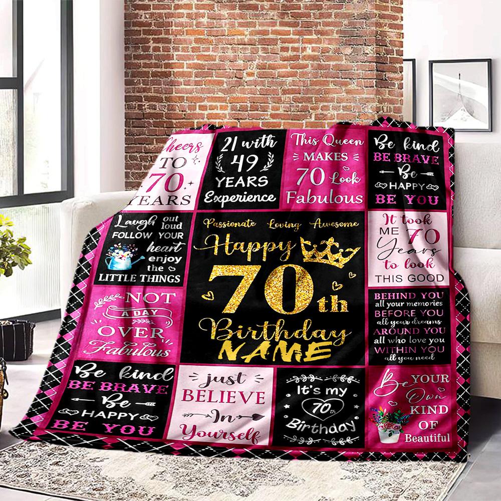 70Th Birthday Celebration Embrace Your Journey And Celebrate With Joy Multipurpose Blanket Customize Your Name Ultrasoft Throw For Sofa Couch Office