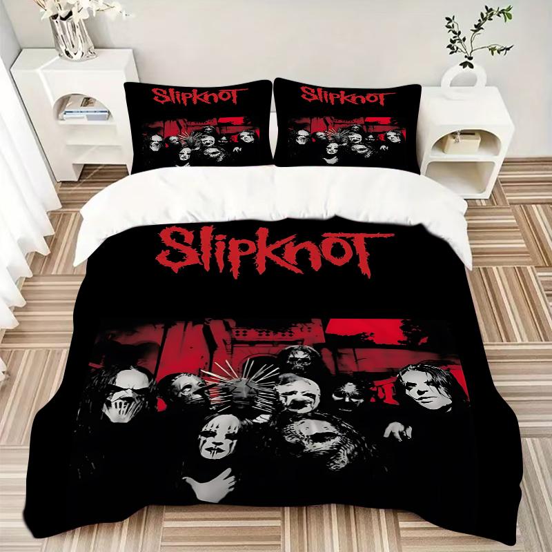 3Pcs Slipknot Band Poster Bedding Set Soft Fabric Duvet Cover Pillowcases Home Christmas Xmas Halloween Gift 1 Duvet Cover 2 Pillowcase G1187