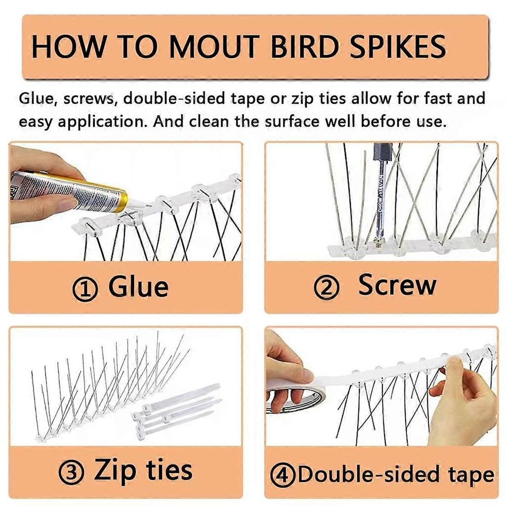 12Pcs Pigeon Spikes Stainless Steel Bird Repeller Set Deterrent Anti Bird Pigeon Squirrel Cat Repel