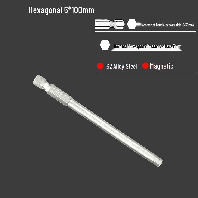 S2 Air Impact Hex Socket Bit Set, Pneumatic & Electric Screwdriver, 1/4 Strong Magnetic