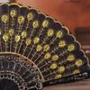 Sequin Embroidery Chinese Folding Fan Peacock Pattern Handheld Fan Plastic Fan  Home Decor