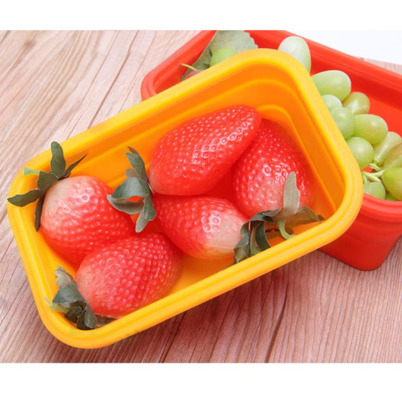 4Pcs Silicone Bento Box Rectangle Folding Lunch Bowl Food Storage Container Box 350 500 800 1200 ML