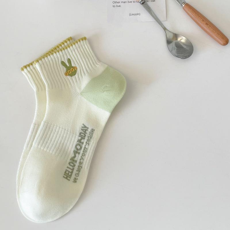 Women s Breathable Cotton Low-Cut Mesh Socks - Spring/Summer Academy Style One Size [35-40]