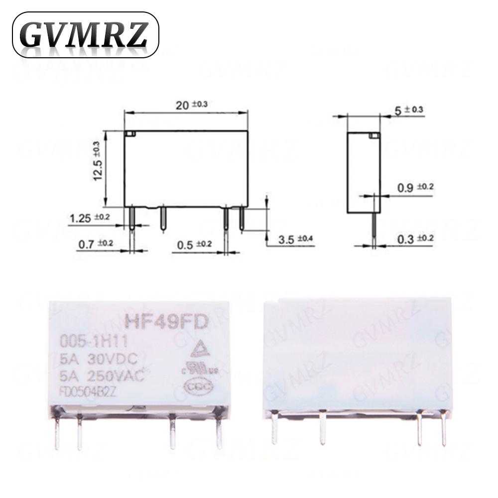 4P HF49FD Relay HF49FD-005 012 024 1H11 4Pin 5A Relays DC 5V 12V 24V HF49FD-005-1H11 HF49FD-012-1H11 HF49FD-024-1H11 Relays 5