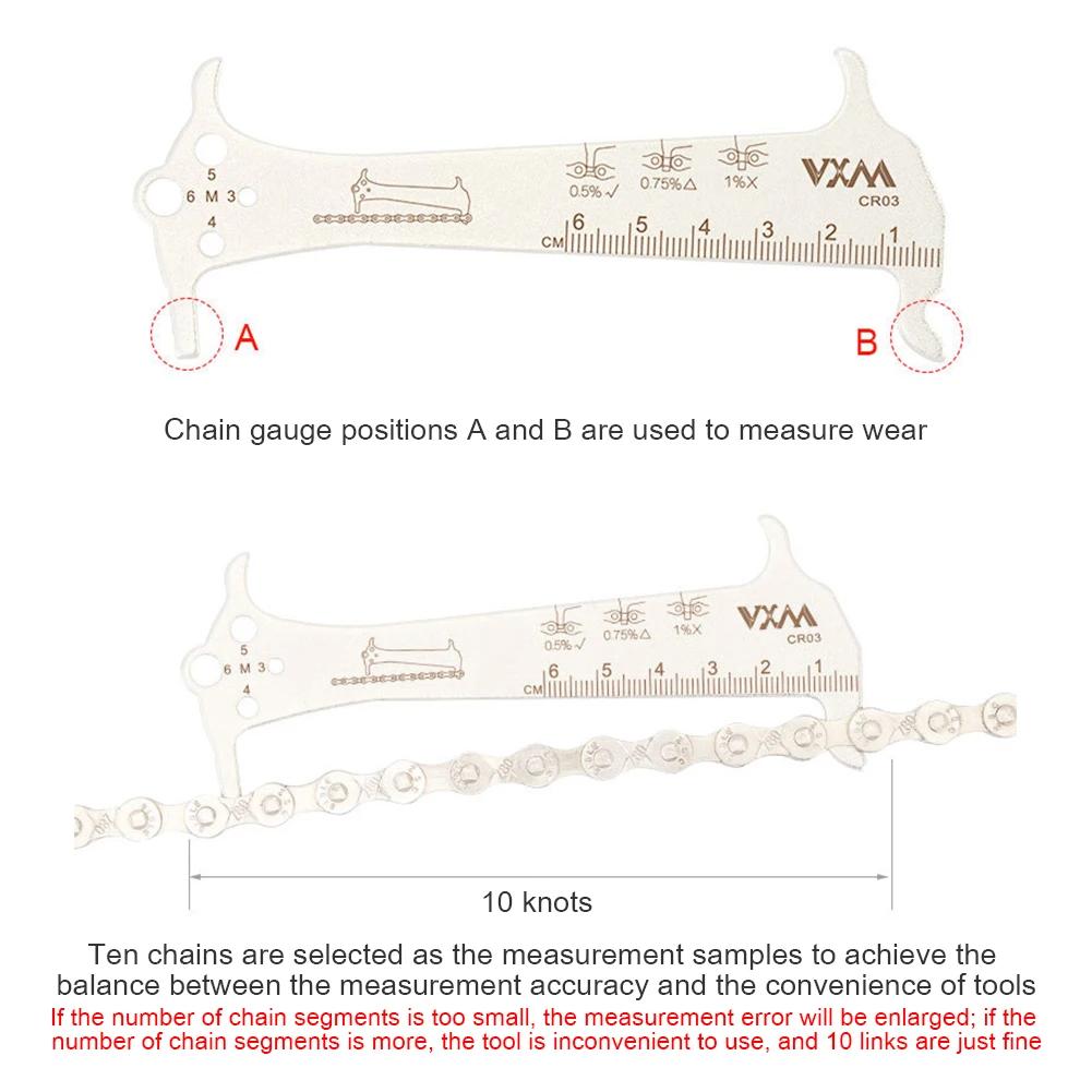 MTB Bike Chain Wear Indicator Ruler Bicycle Chains Gauge Measurement Checker Cycling Repair Tool Caliper Bike Cycling Parts