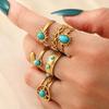 Stainless Steel Ring, Vacuum Plated 18K Gold Turquoise Rudder Sun Opening Bracelet