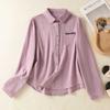 Early Spring Artistic Cotton Linen Long Sleeved Shirt for Women Loose Age Reducing Retro Base Top Blouses & Shirts