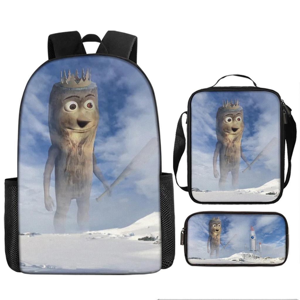 Three-pack Lightweight Children's School Bag Set, School Bag + Lunch Bag + Pencil Bag, Printed School Bag Set