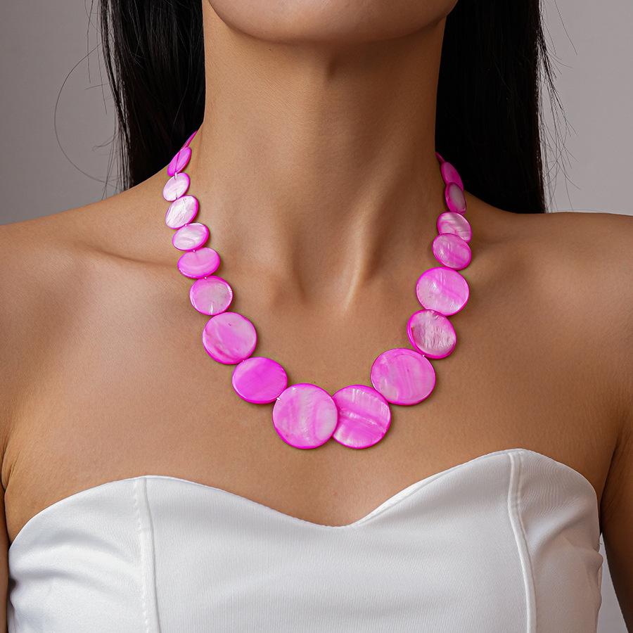 Shell Beaded Round Gradual Change Clavicle Chain Holiday Style Personality Necklace