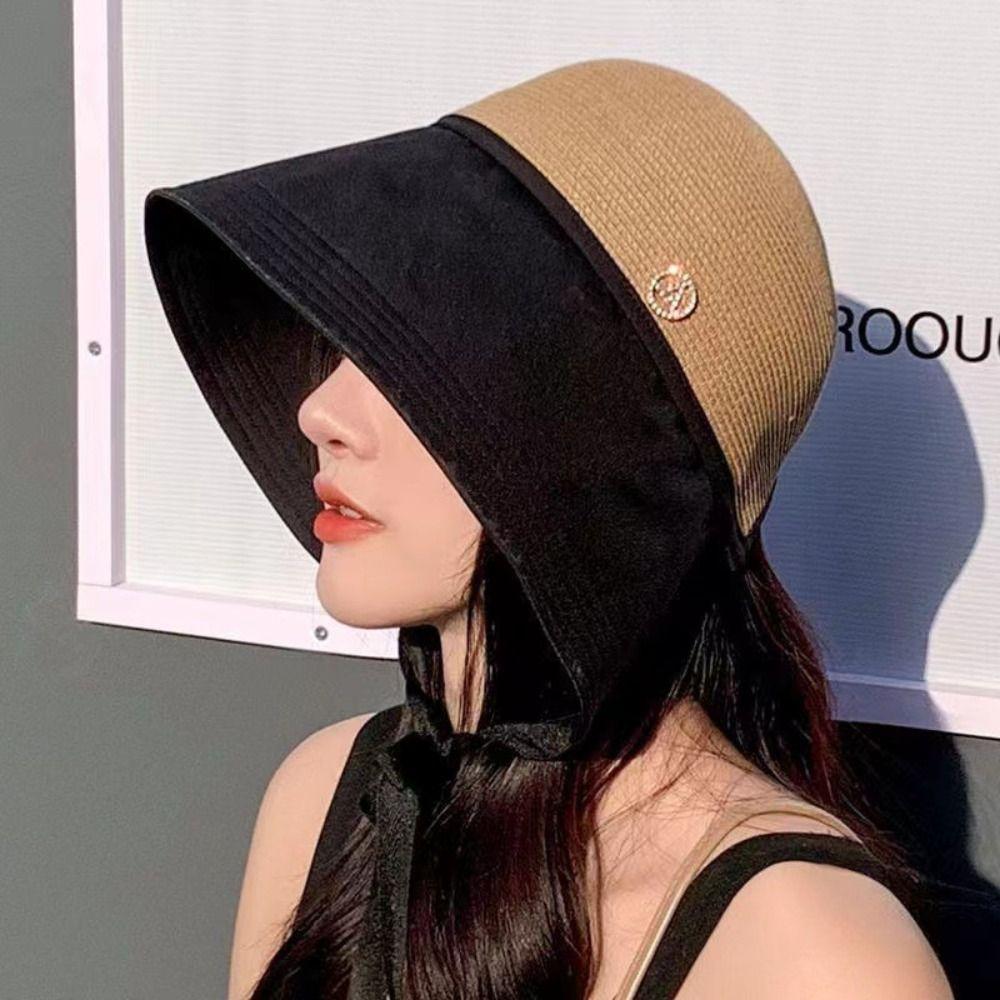 Weave Straw Hat Shade Sun Caps Sunscreen Bucket Hat Breathable Beach Fisherman Hat  Girls