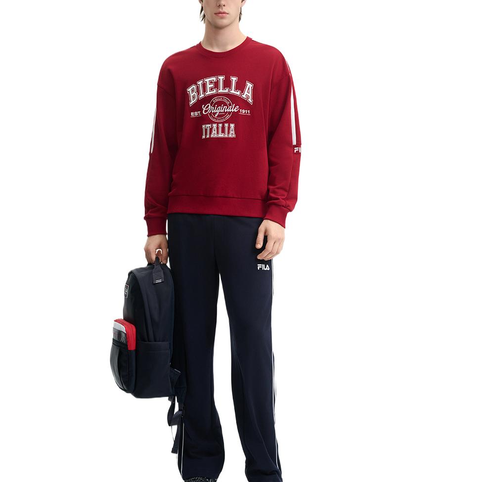 FILA Fashion Letter Versatile Skin-Friendly Soft Sweatshirt Men sweatshirt Burgundy F11M449210A-WI