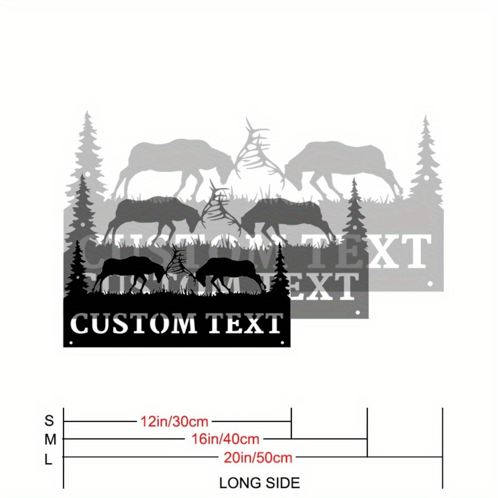 Personalized Bull Elk Address Sign, Custom Metal House Number Plaque for Garden Wall